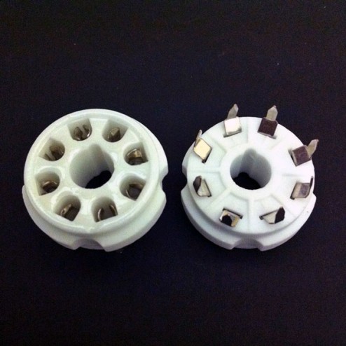 Octal PCB Mount Round Hole Ceramic Socket