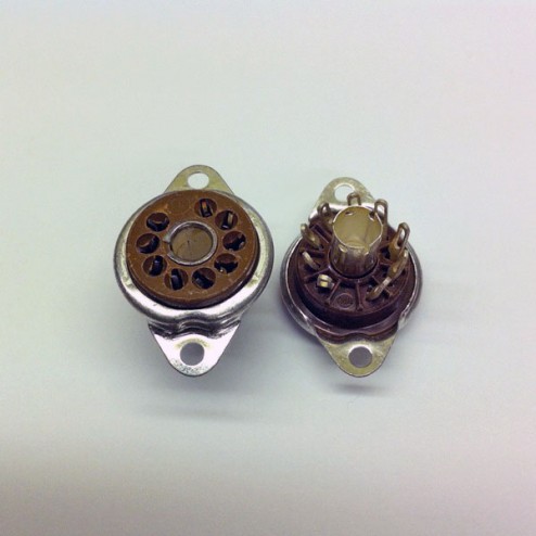 9 Pin B9A Ediswan Brown Phenolic Socket