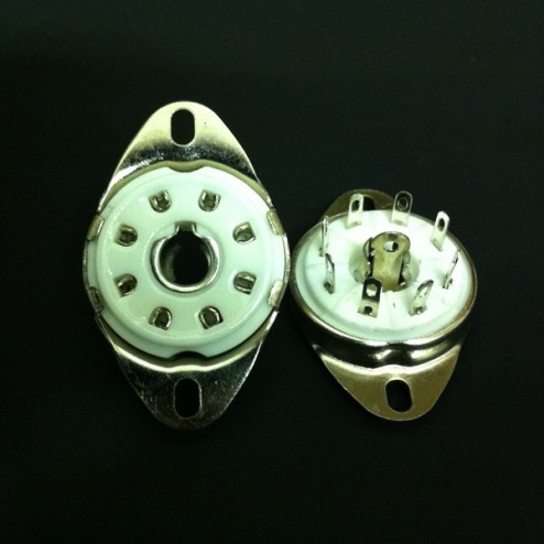 Loctal Fixed Chassis Round Hole Ceramic Valve Tubes Socket