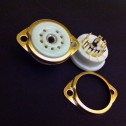 9 Pin B9A Ceramic Gold Chassis Socket
